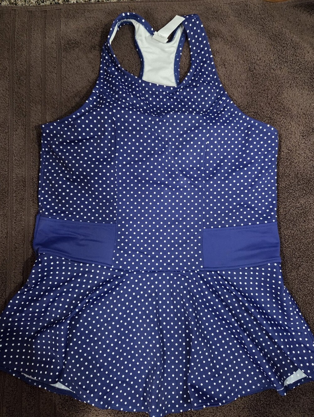 Lime Ricki Navy with White Polka Dot Tankini